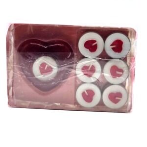 Valentine's Day RED Heart Shaped Candle and 6 Heart Shaped Tea Lights‎ in Box